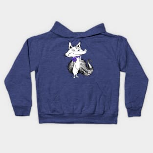 Dapper Little Fox with a Fancy Bow Tie and Boutonniere Kids Hoodie